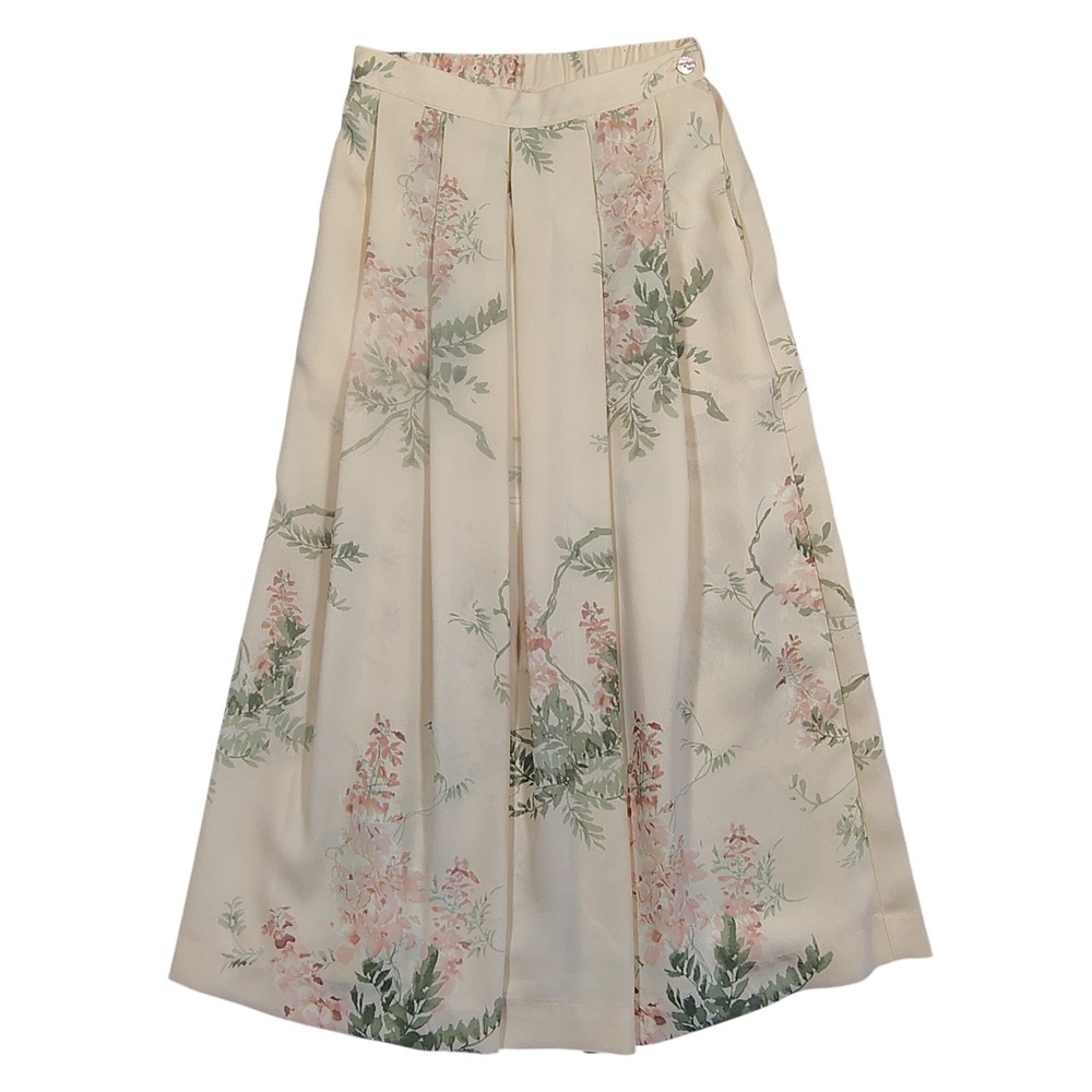 Koret Rare Pleated Midi Skirt Womens 10 Pink Floral Chiffon Polyester 1853835-A